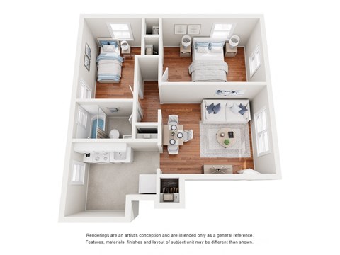 Essex 2x1 604sf floor plan